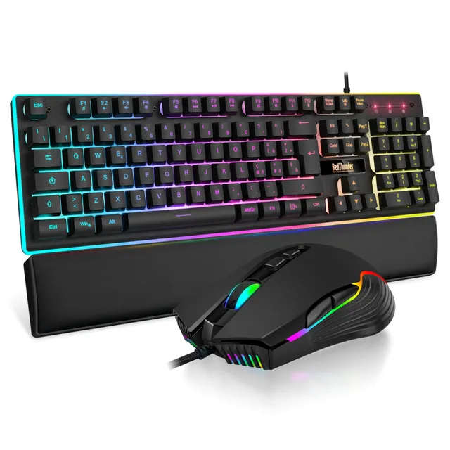 RedThunder K10 Combo Tastiera Mouse Gaming Nero RGB