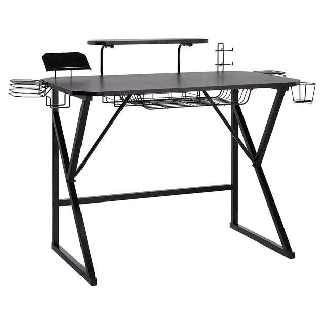 AmazonBasics Scrivania Gaming con Scomparti Nera 130 cm