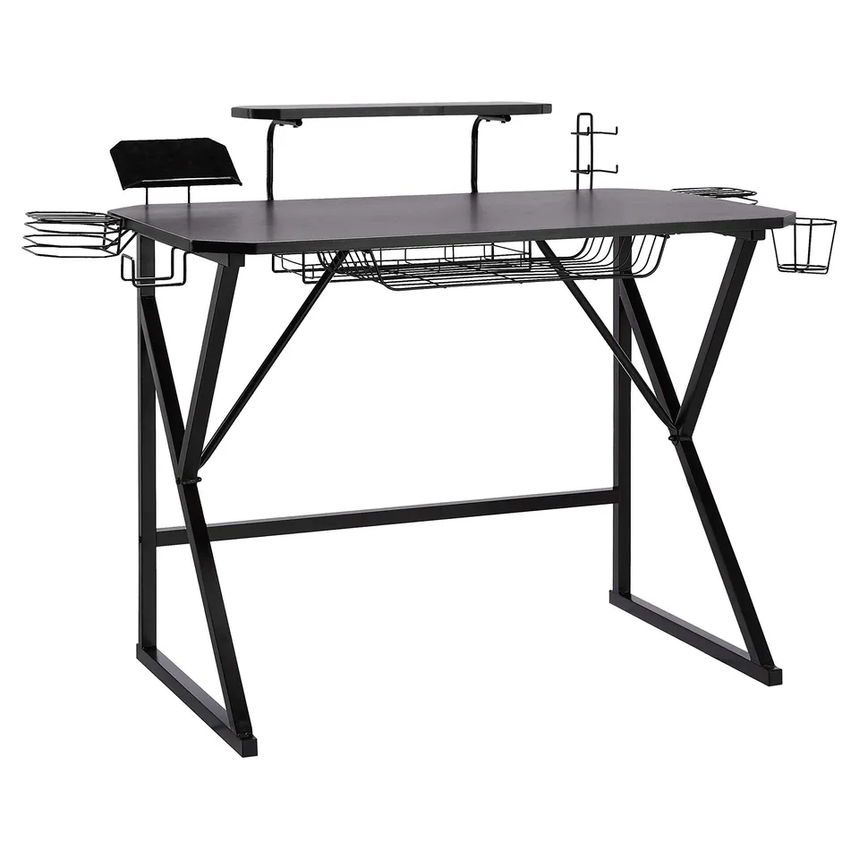 AmazonBasics Scrivania Gaming con Scomparti Nera 130 cm