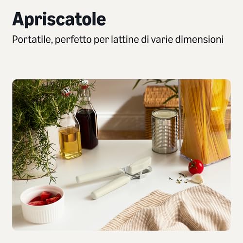 AmazonBasics Apriscatole Manuale Acciaio Inox Grigio Lino