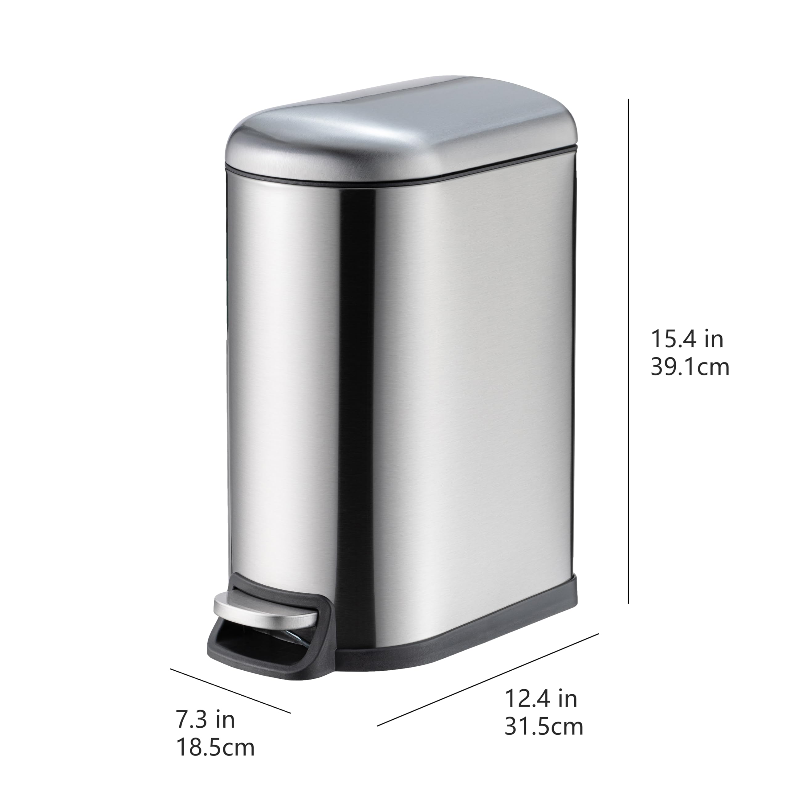 Amazon Basics Pattumiera con Pedale Acciaio Inox 10 L slim