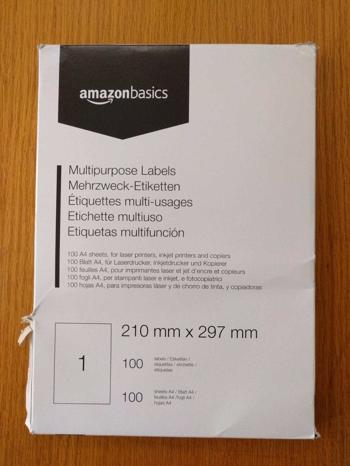 Amazon Basics Etichette Adesive 70x36mm 2400pz Bianche