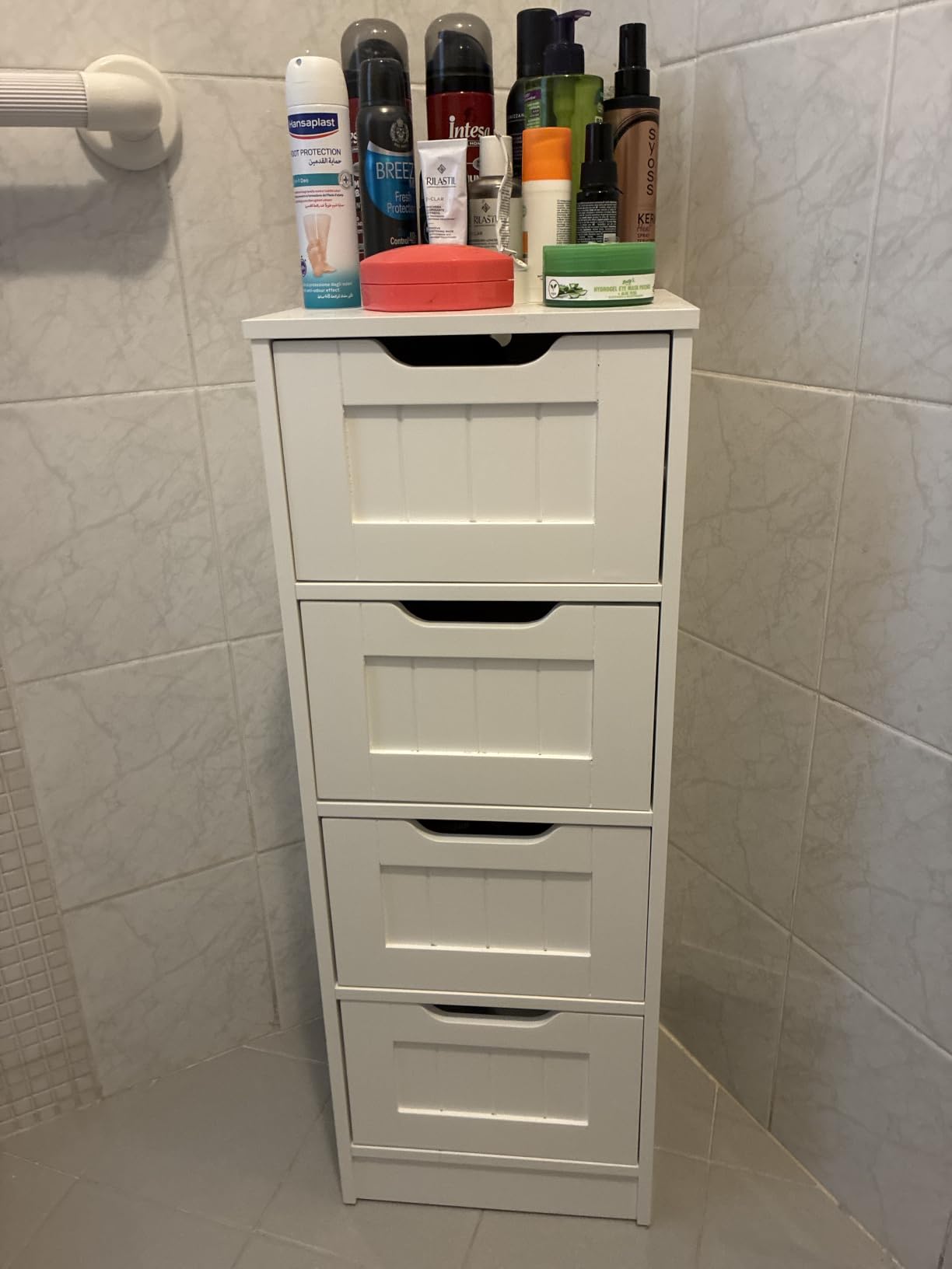 AmazonBasics Mobile Bagno 4 Cassetti Bianco MDF 30x30x82
