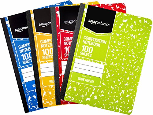 AmazonBasics Quaderno a Righe 100 Fogli 4 Pezzi Marmorizzato