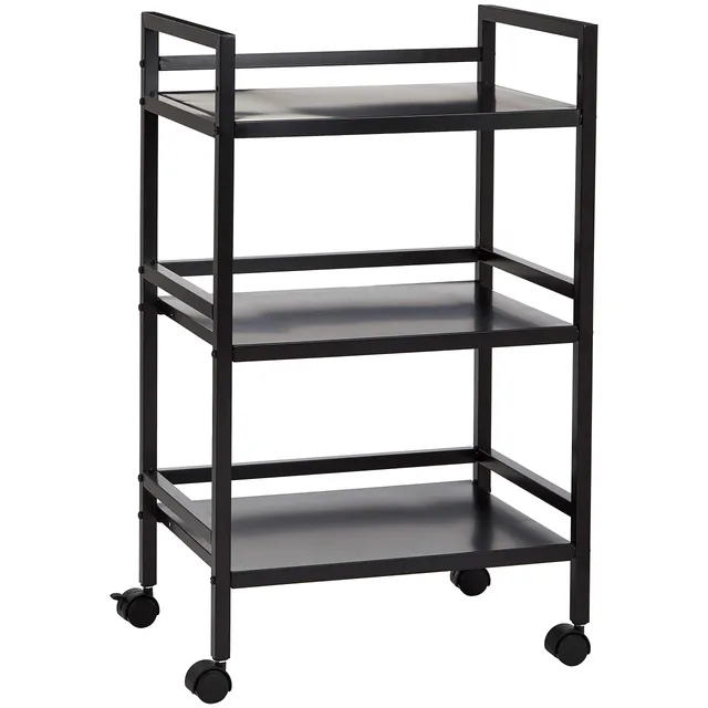 AmazonBasics Carrello 3 Ripiani Portaoggetti Metallo Nero Ruote