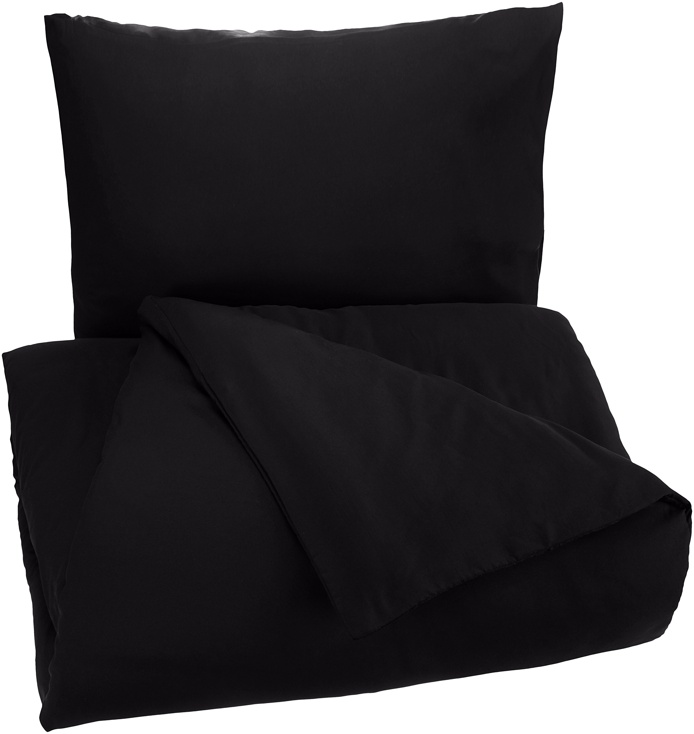 AmazonBasics Set Copripiumino Singolo 135x200 Nero Microfibra 2 Pezzi
