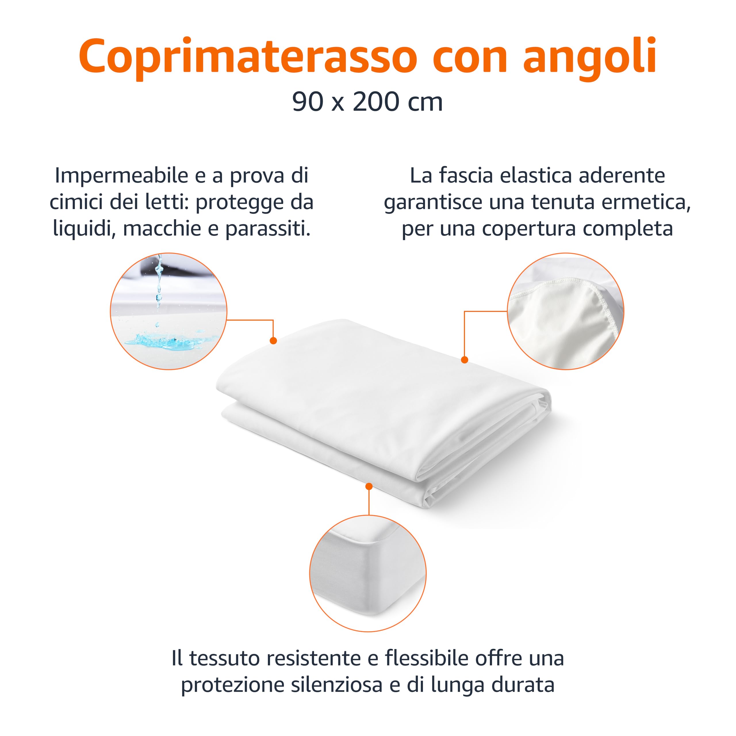Amazon Basics coprimaterasso impermeabile 90x200 singolo silenzioso