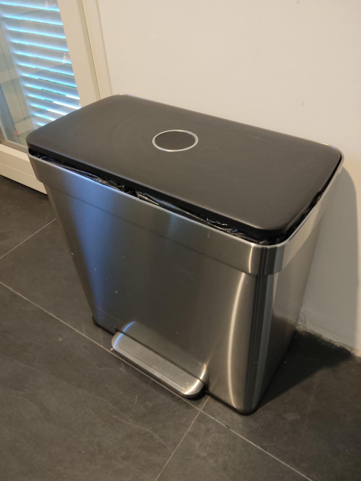 AmazonBasics Pattumiera 30+30L Doppia 60L Acciaio Inox