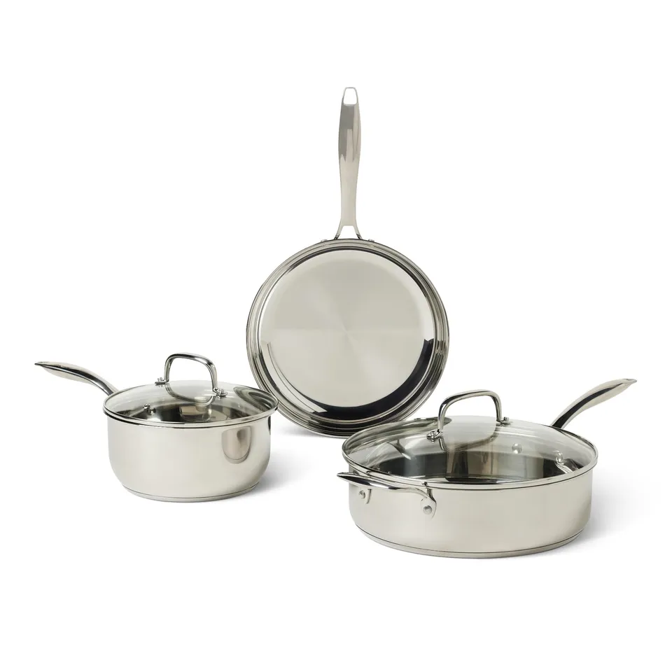 AmazonBasics Set Pentole Inox 5 Pezzi Induzione