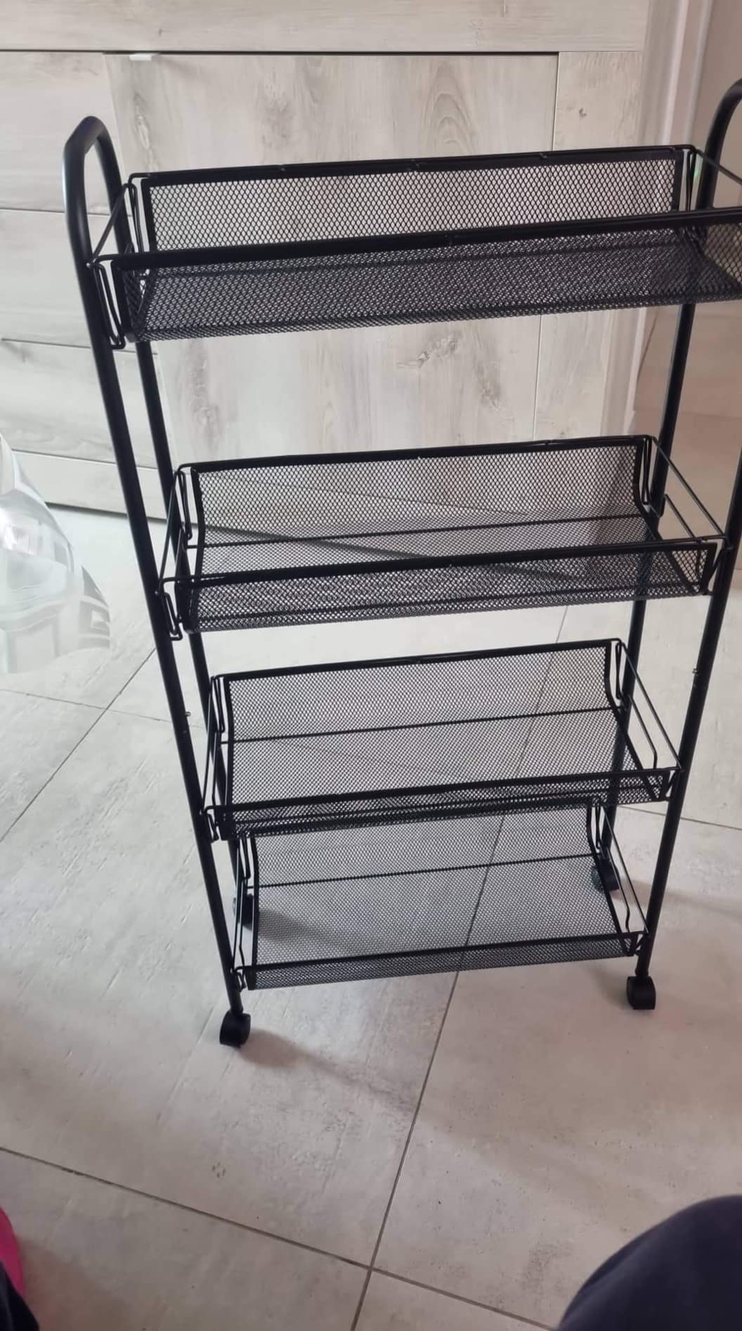 Amazon Basics carrello metallo 4 ripiani nero rete