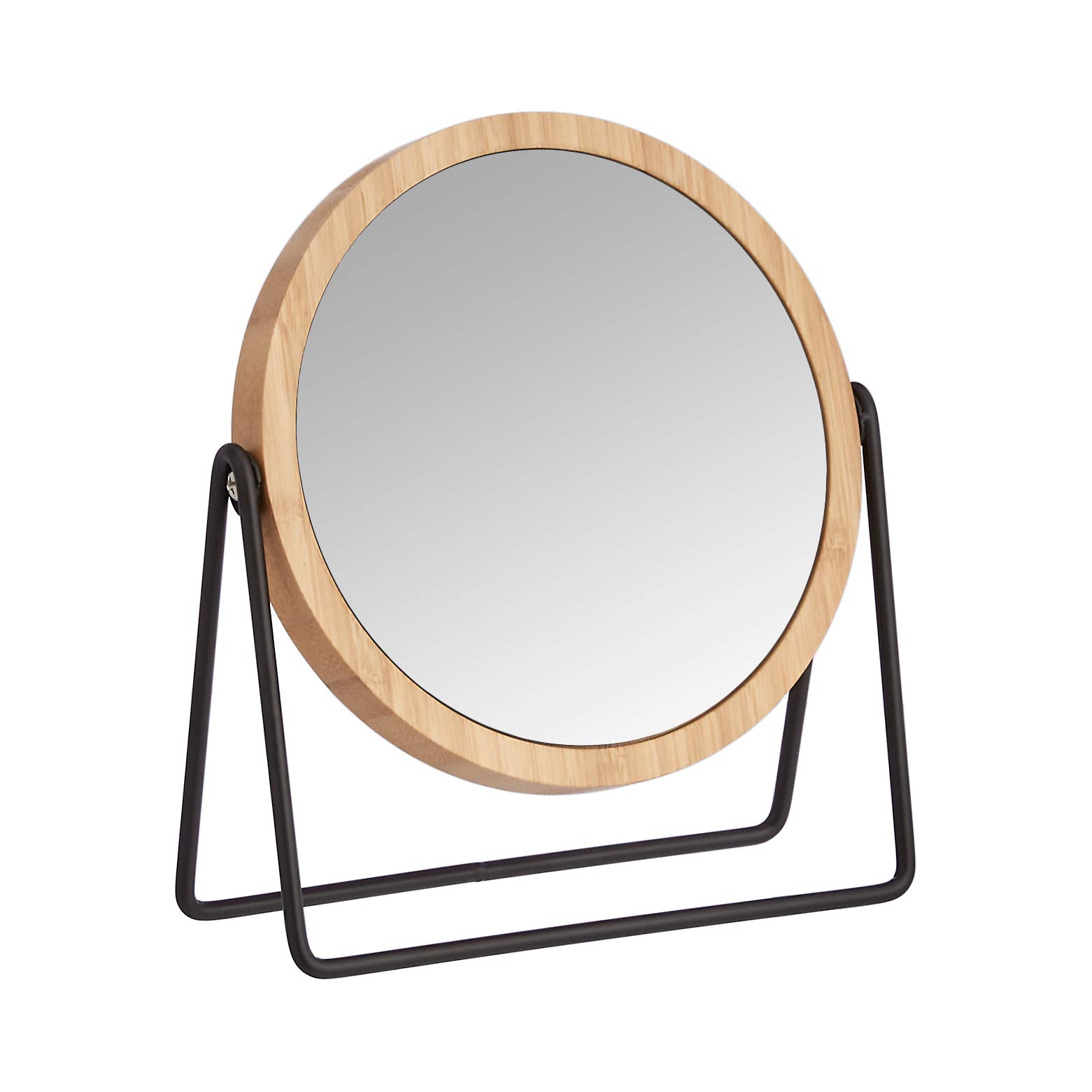 Amazon Basics Specchio Cosmetico Tavolo con Base Bambù 1x/5x