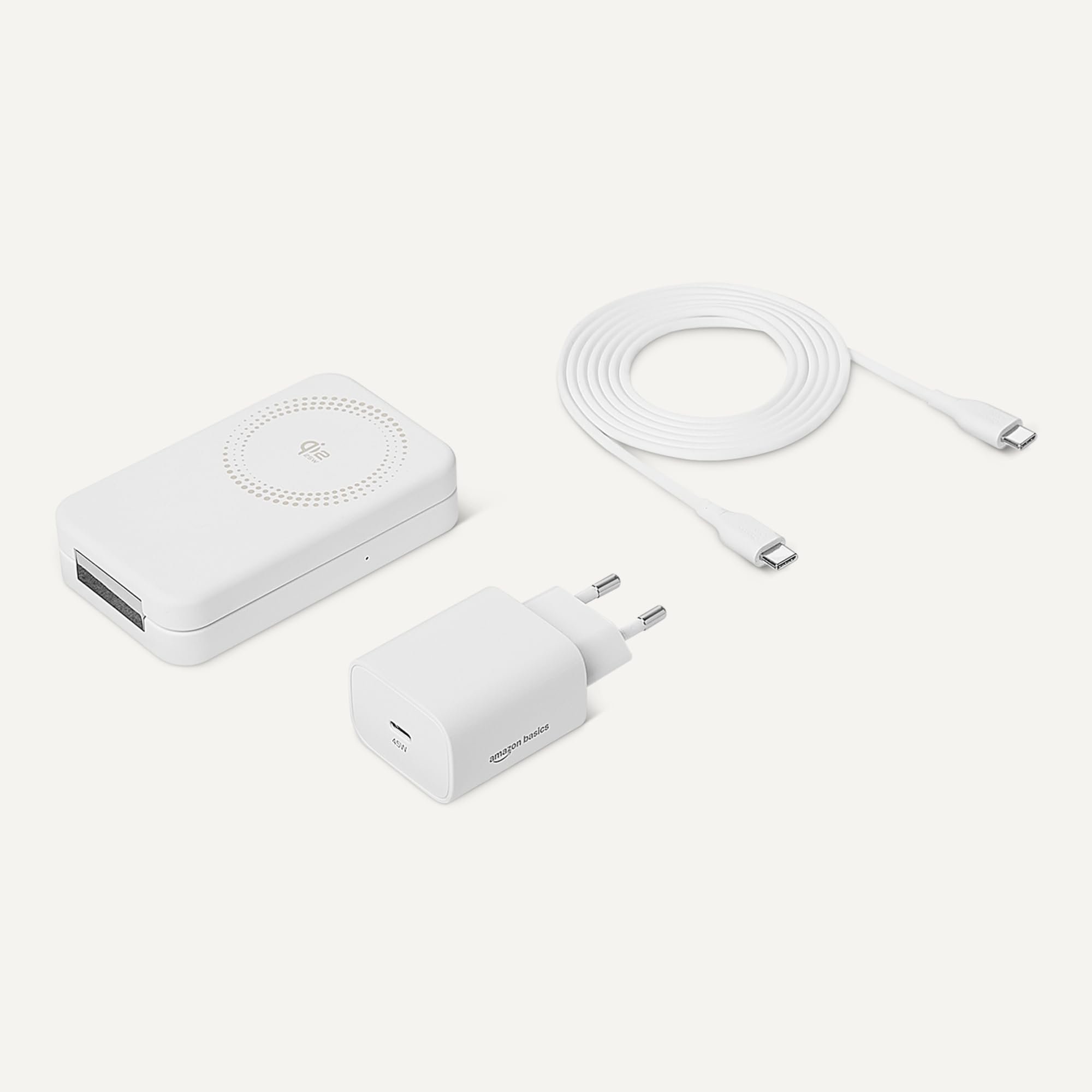 Amazon Basics Stazione Ricarica Wireless 2in1 25W Bianco