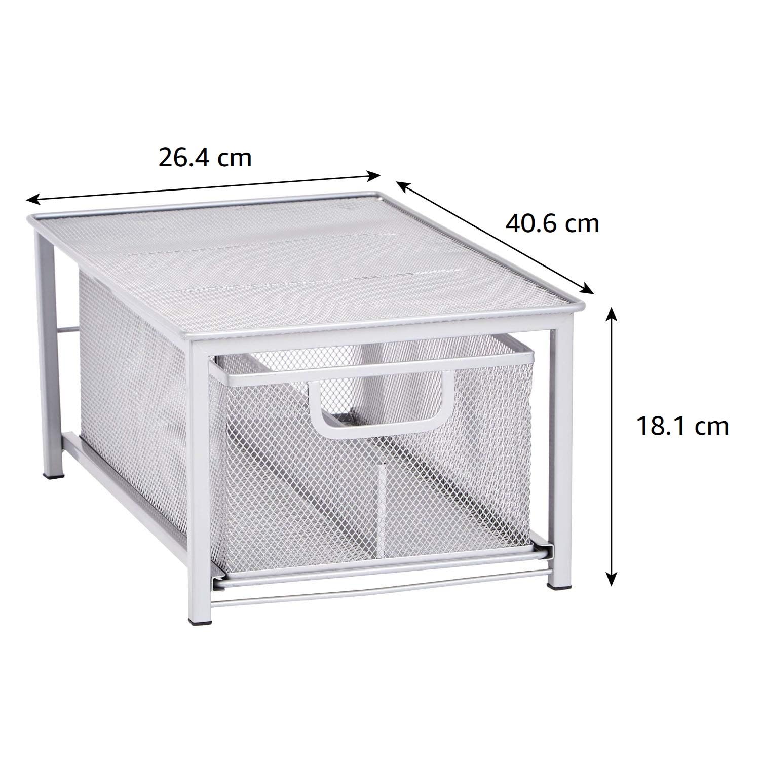AmazonBasics Mensola Rete Argentata con 2 Cestelli Estraibili