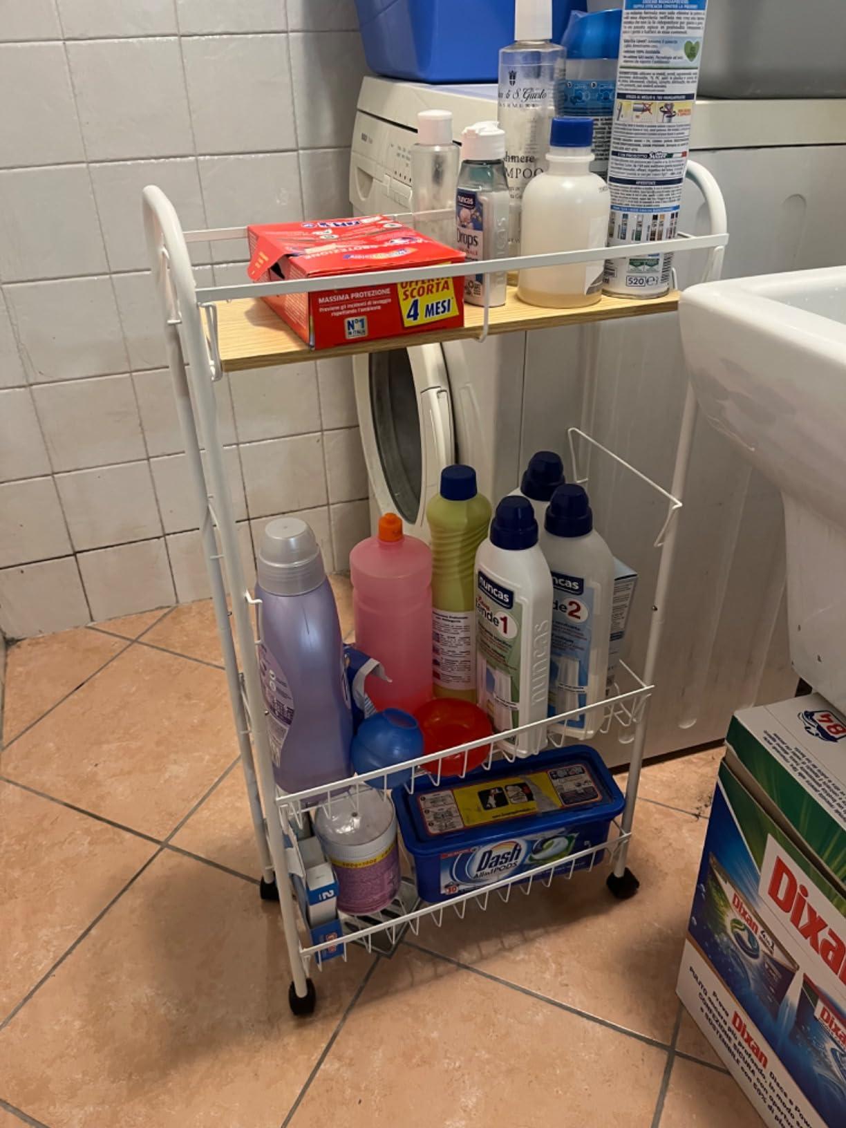 Amazon Basics carrello portavivande 4 ripiani bianco 41,5cm legno