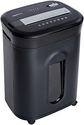 Amazon Basics Distruggidocumenti 15 Fogli P-4 Nero 22,7L con Ruote