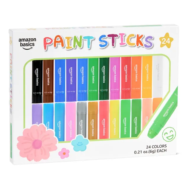 Amazon Basics Stick di Pittura Bambini 24 Pezzi Lavabili