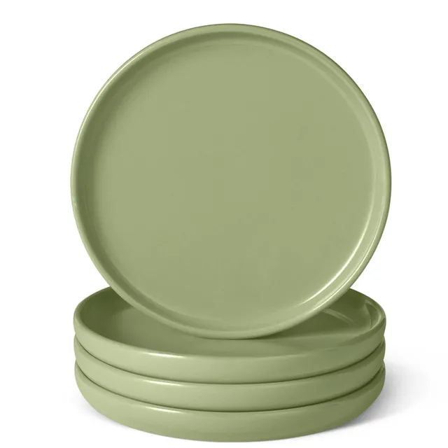 AmazonBasics Piatti Insalata 21 cm Verde Oliva Set 4 Pezzi Gres
