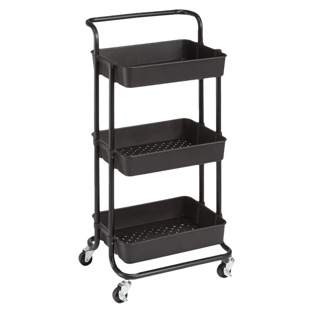 Amazon Basics Carrello 3 Ripiani Nero con Ruote