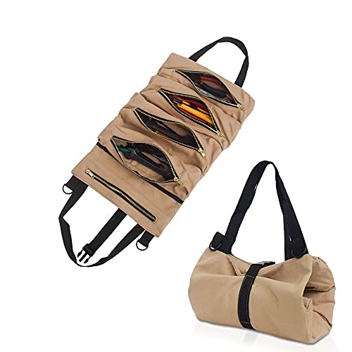 RealPlus Borsa Attrezzi Arrotolabile 5 Tasche Cachi Tela