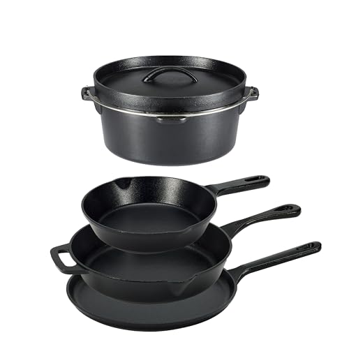 AmazonBasics Batteria Cucina Ghisa 5 Pezzi Nera