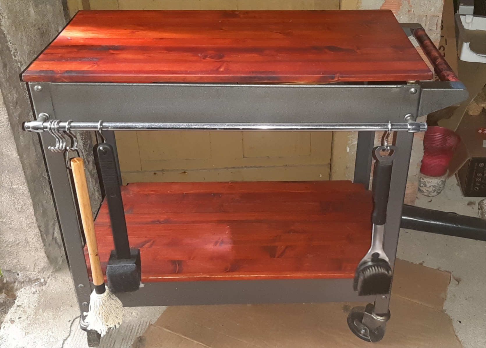 AmazonBasics Carrello Multiuso Acciaio 2 Ripiani Grigio 181 kg