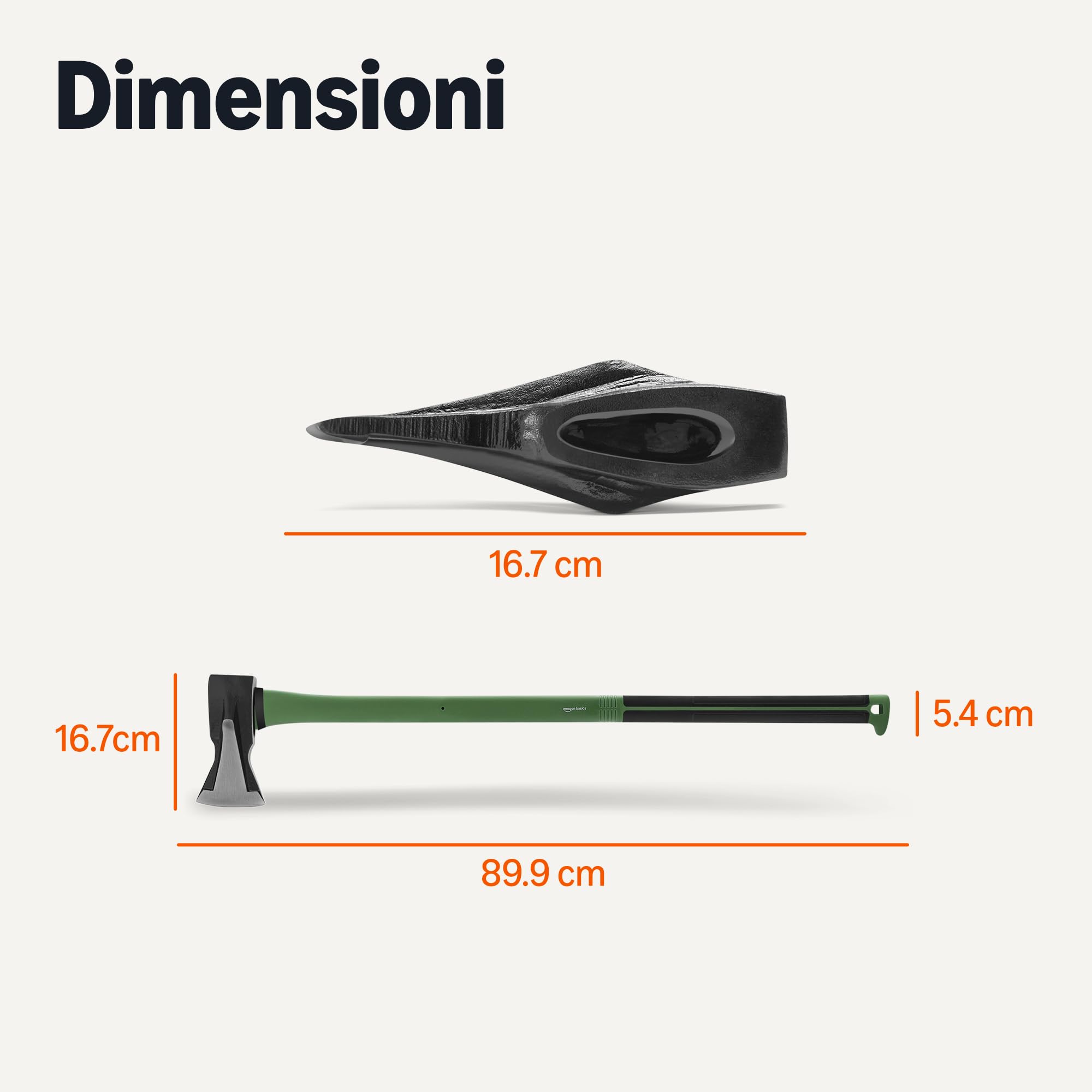 Amazon Basics Ascia Spaccalegna 90 cm Acciaio Nera