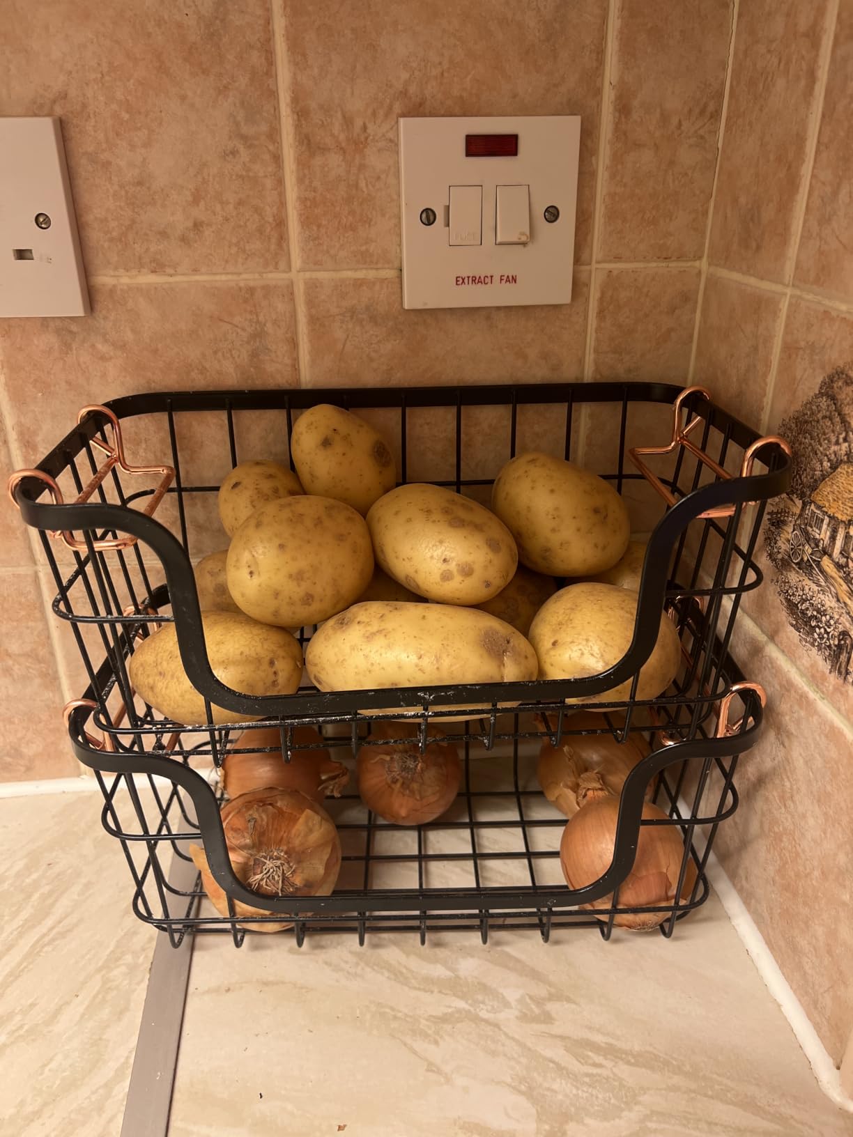 Amazon Basics Cesti Metallo Impilabili Neri 2 Pezzi Cucina