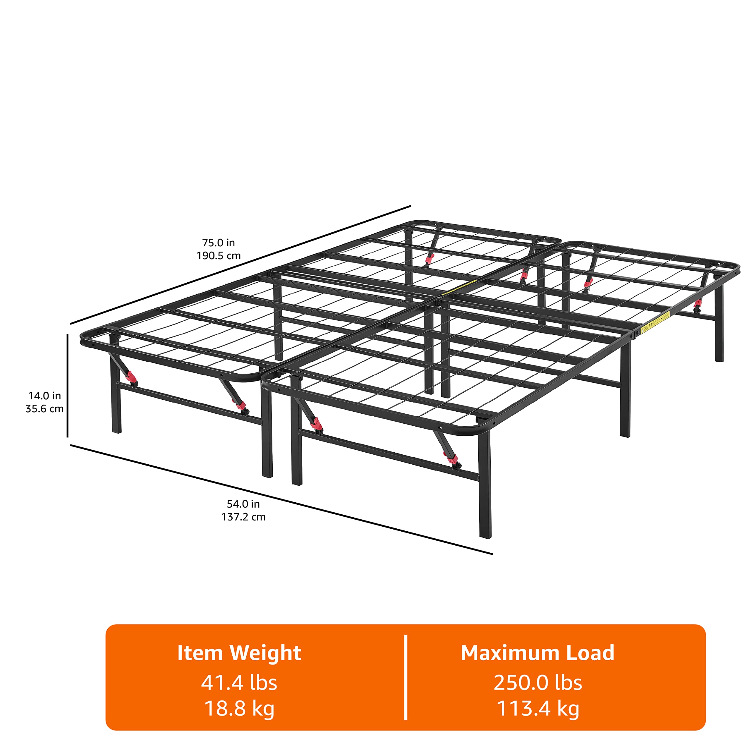 Amazon Basics Doppio struttura letto 190x137 nero acciaio