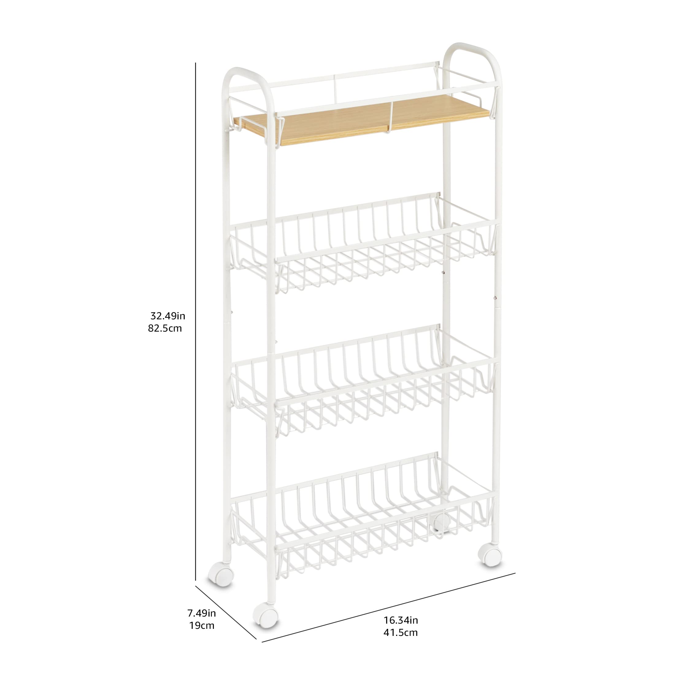 Amazon Basics carrello portavivande 4 ripiani bianco 41,5cm legno