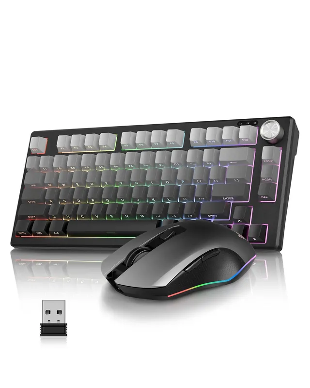 RedThunder K75 Kit Tastiera e Mouse Wireless RGB Grey