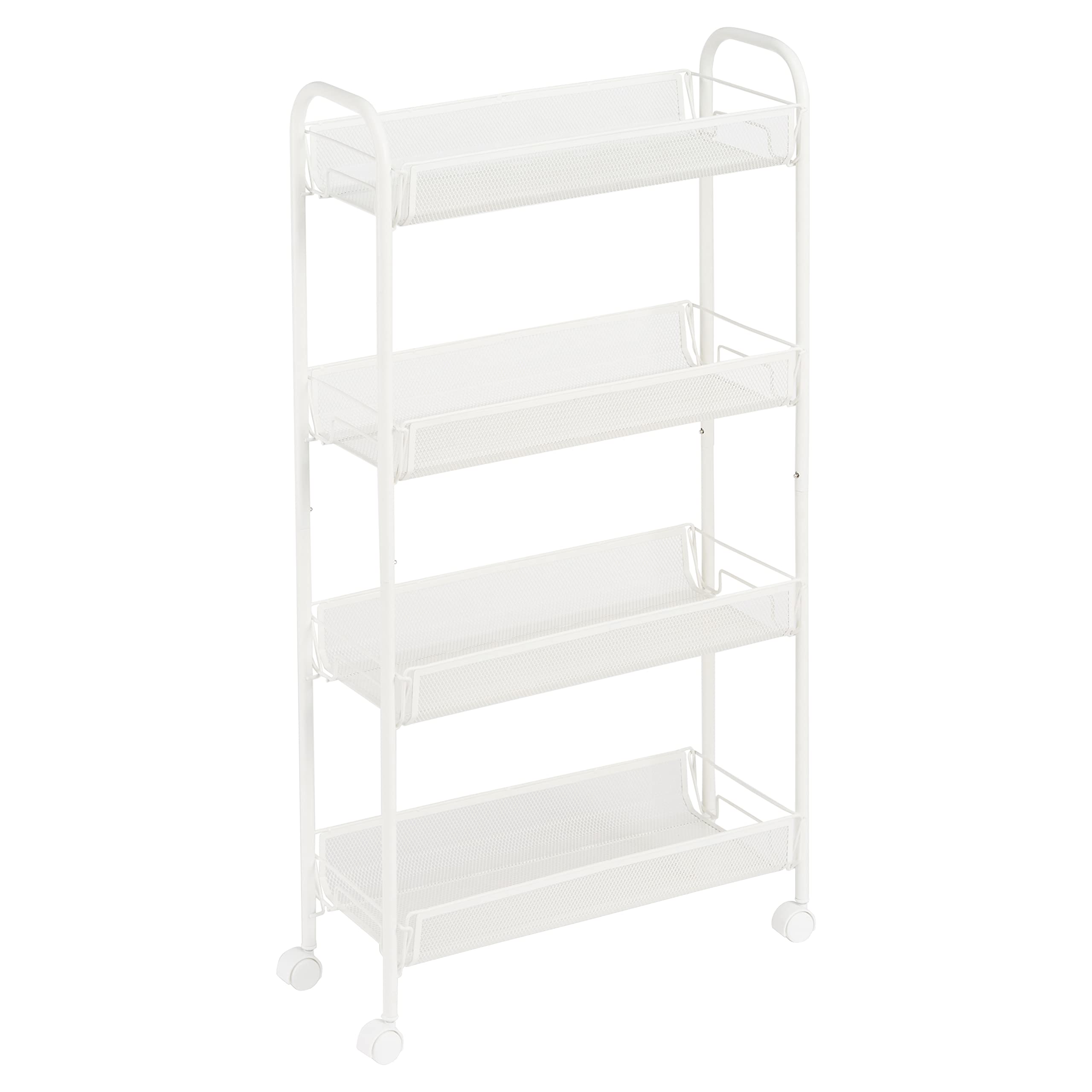 Amazon Basics carrello metallo 4 ripiani bianco rete