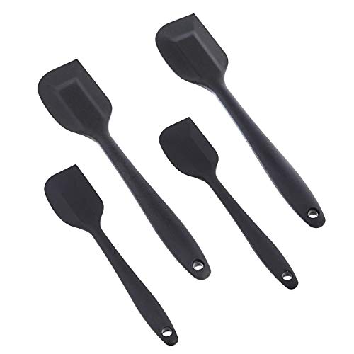 Amazon Basics Set 4 Spatole Silicone Nero Antiaderenti BPA Free