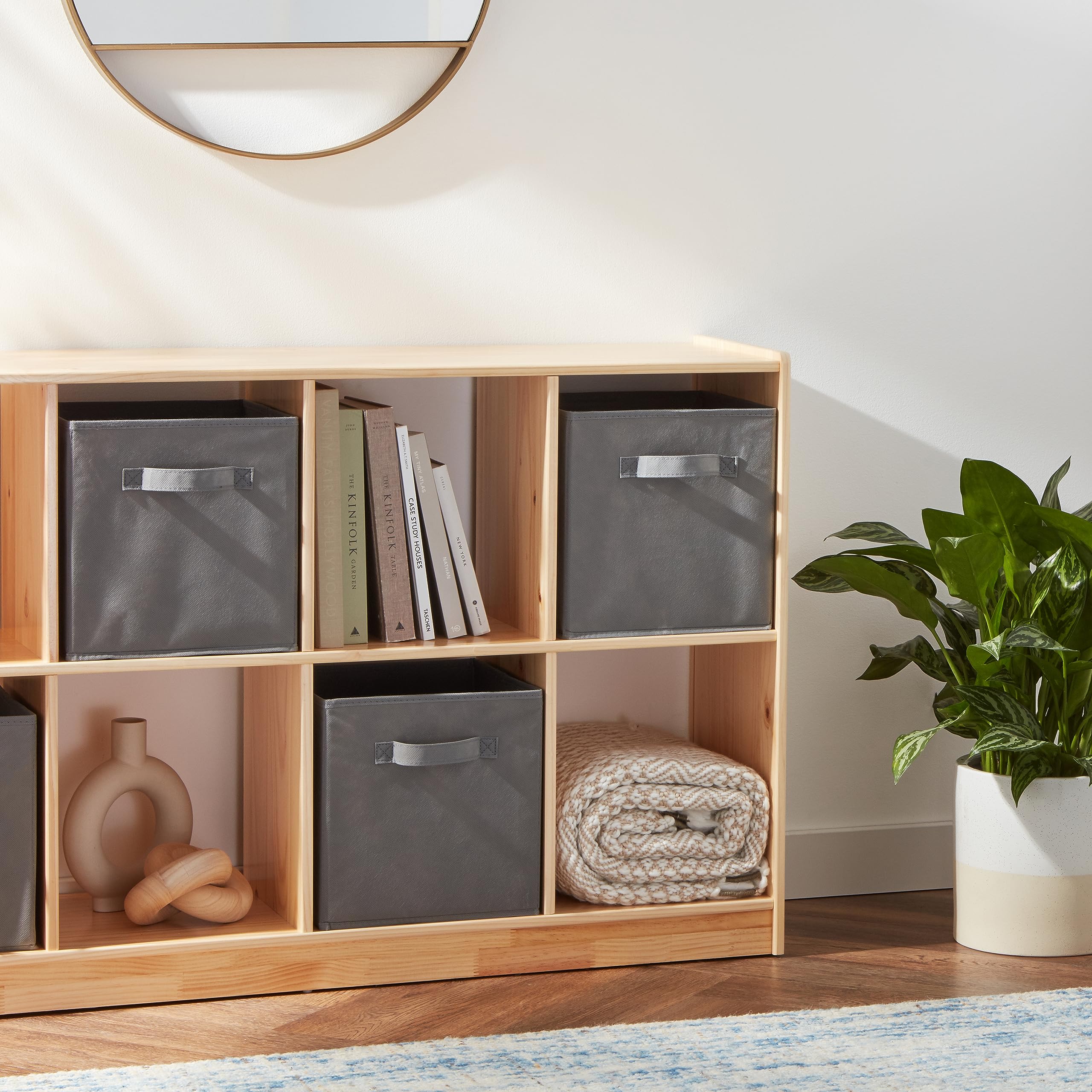 Amazon Basics Cubo Organizer Pieghevole Tessuto Grigio 27 cm 6 Pezzi
