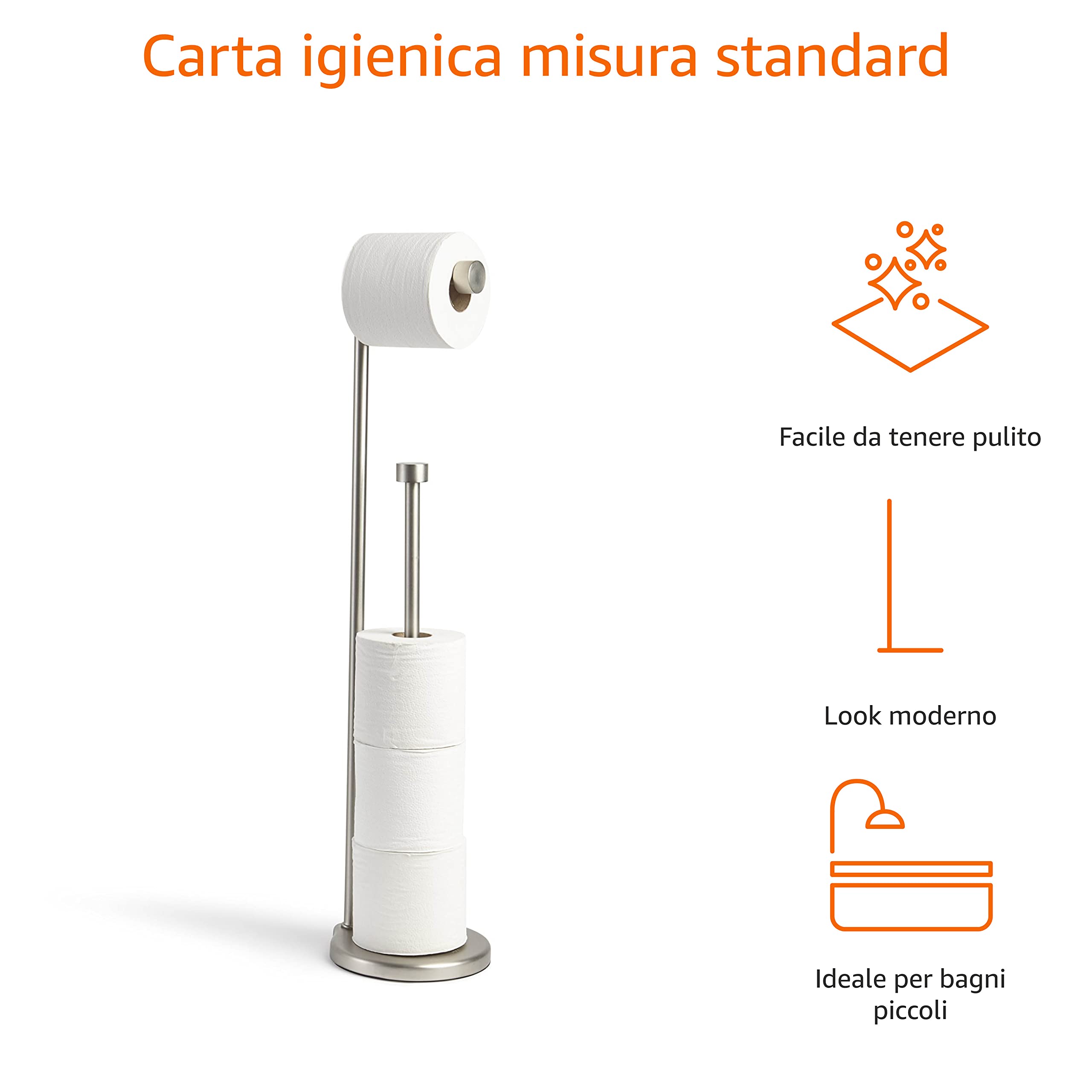 AmazonBasics piantana portarotolo carta igienica nichel