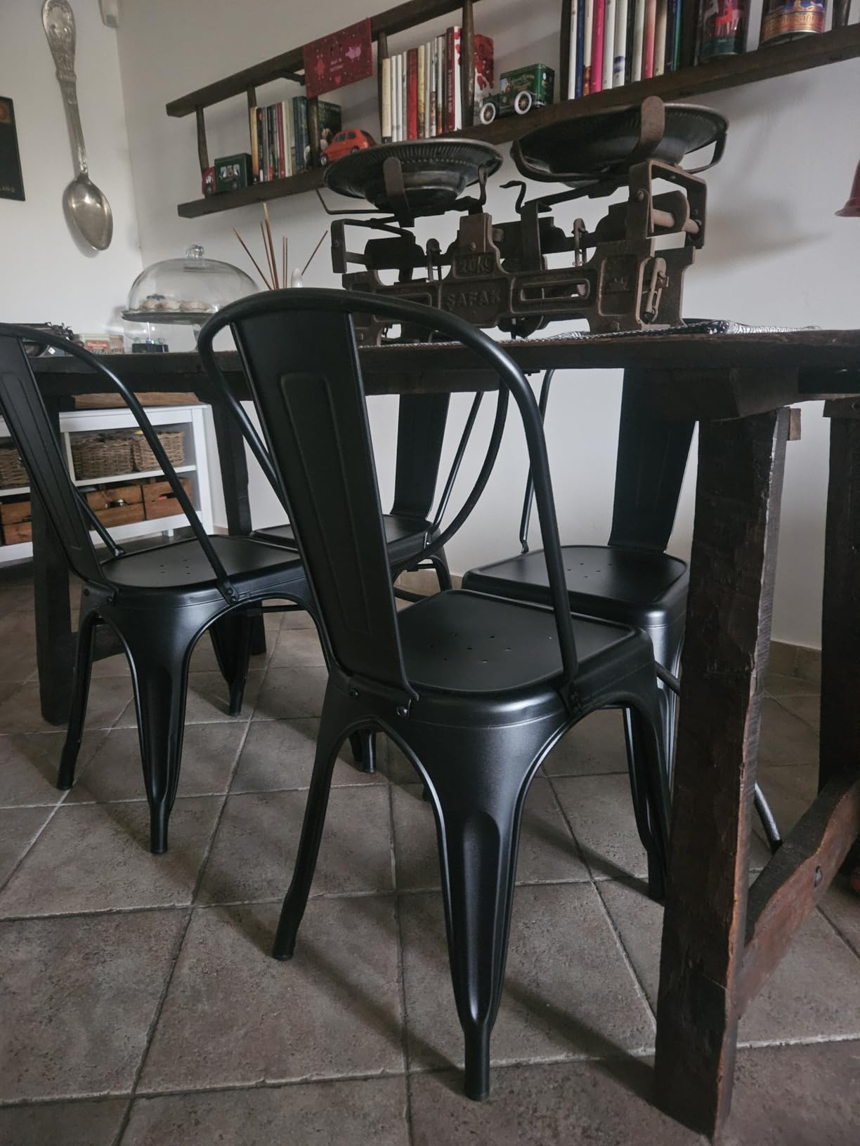 Amazon Basics Sedie Metallo Nere Impilabili Set 4 Pezzi Interno Esterno
