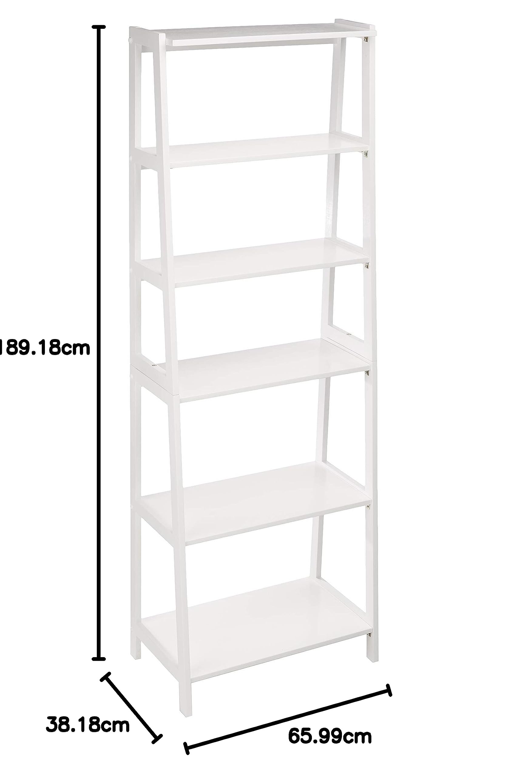 Amazon Basics Libreria 5 Ripiani Legno Massello Bianco 189 cm