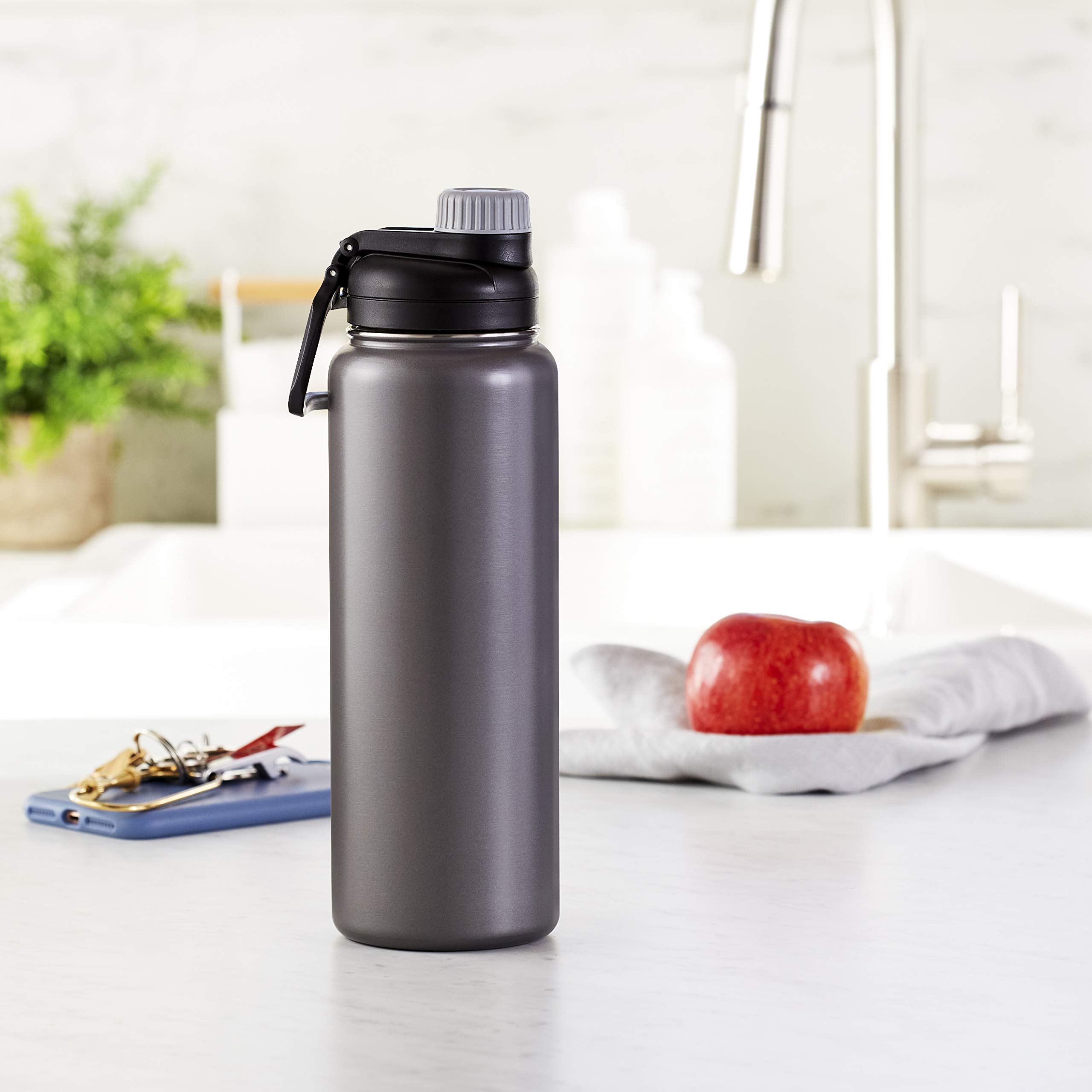 AmazonBasics Bottiglia Termica Acciaio 890 ml Grigio Beccuccio