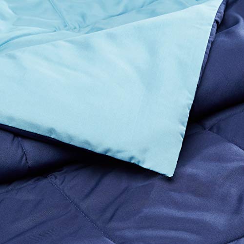 Amazon Basics coperta reversibile microfibra matrimoniale blu navy