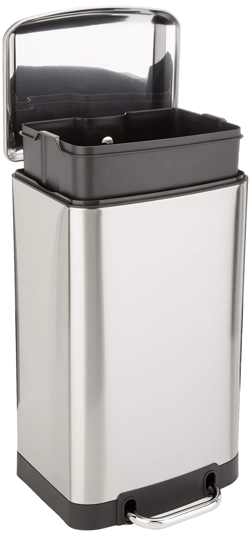 AmazonBasics Pattumiera Rettangolare 20 L Argento Acciaio Inox
