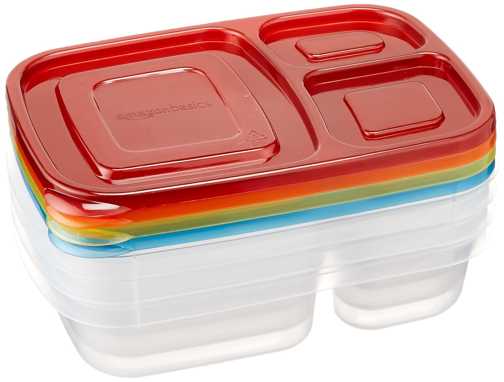Amazon Basics Bento Lunch Box 3 Scomparti Set 4 Pezzi