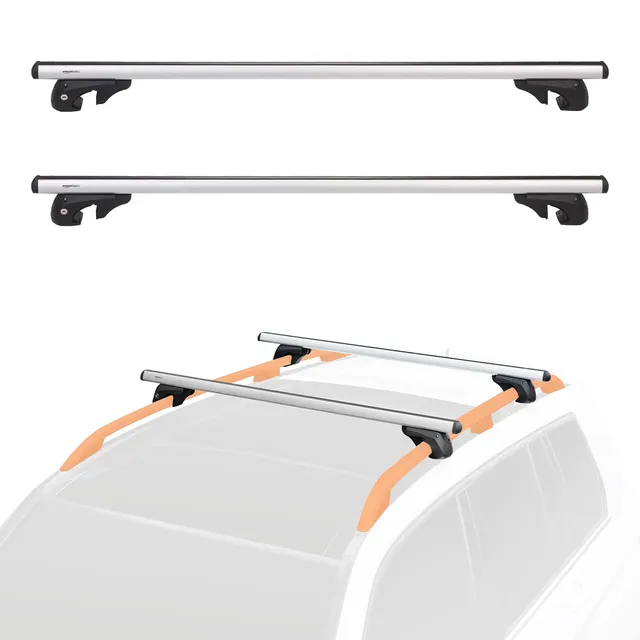 Amazon Basics Barre Portatutto Auto 132 cm Nero Alluminio