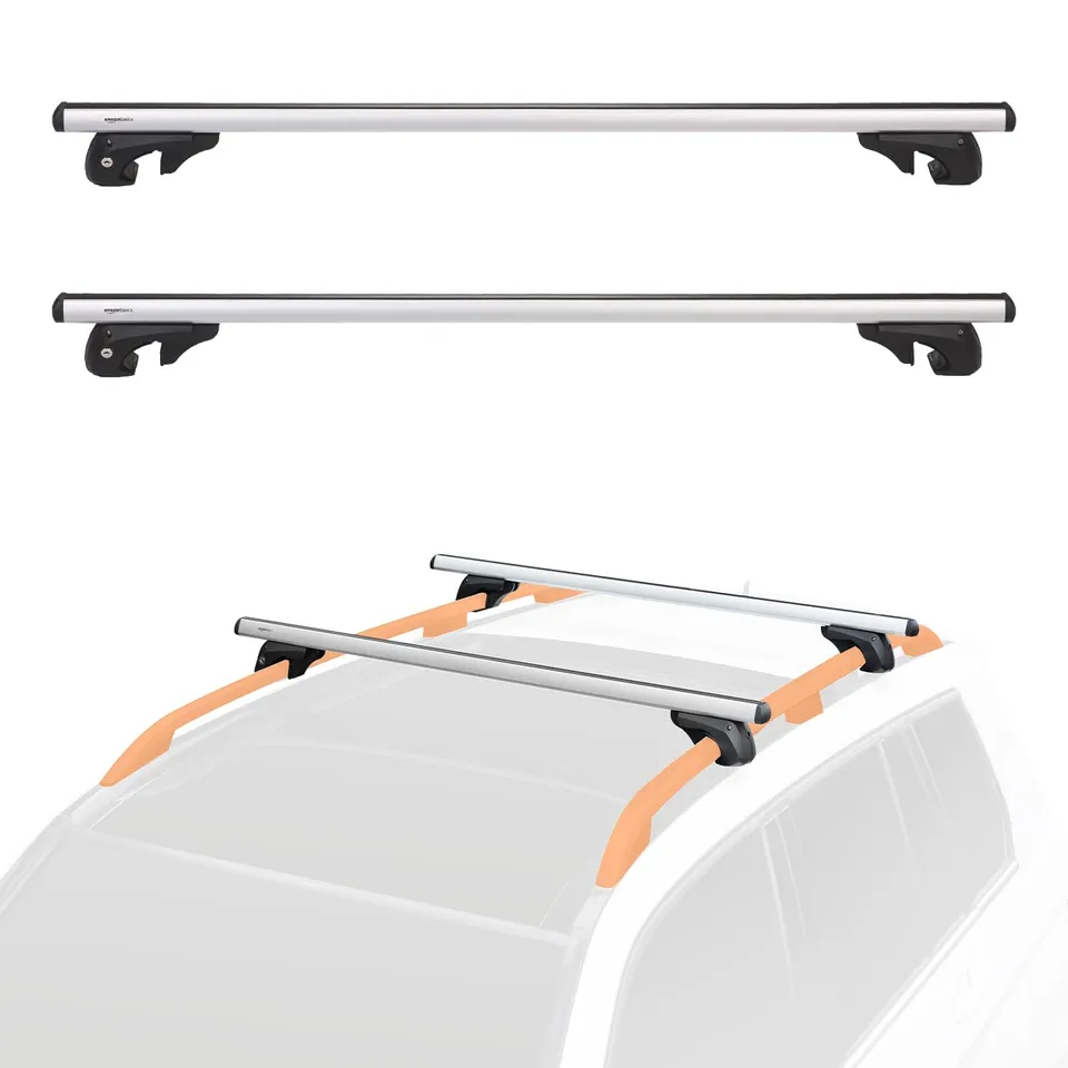 Amazon Basics Barre Portatutto Auto 132 cm Nero Alluminio