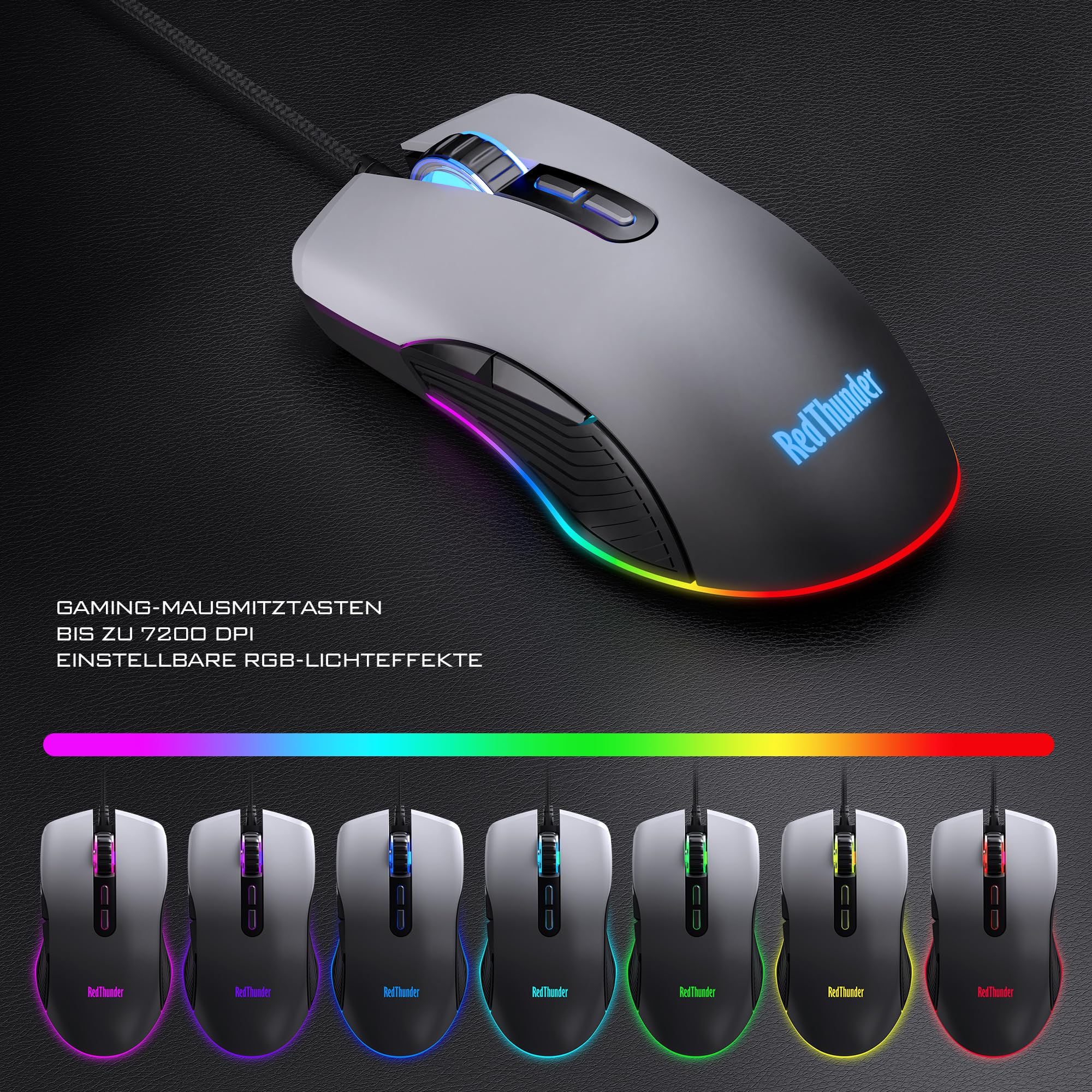 RedThunder K10 kit tastiera e mouse gaming grigio gradiente ergonomico