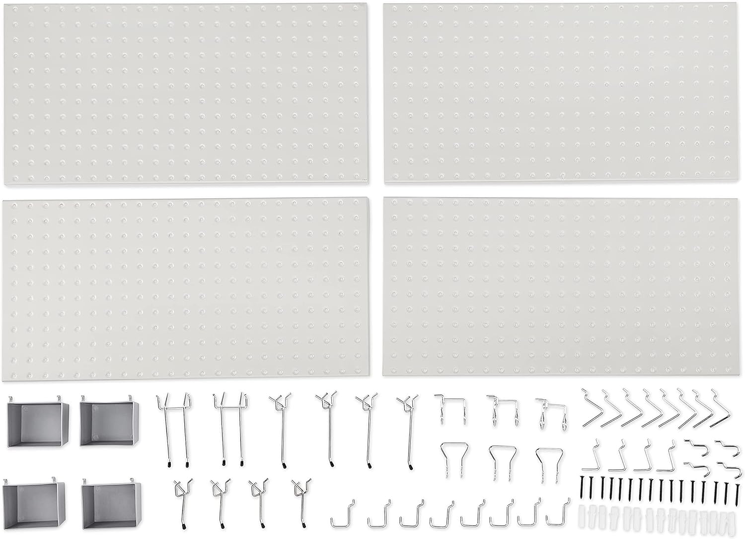 Amazon Basics kit pannelli portautensili metallo grigio 48 pezzi