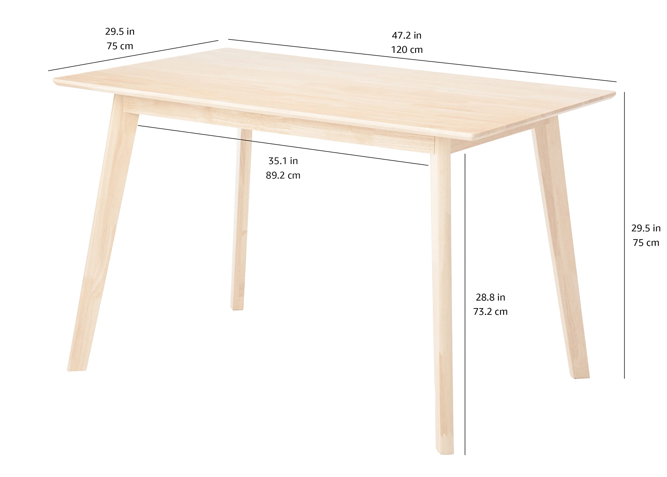 Amazon Basics Tavolo Pranzo Legno 119,4cm Naturale