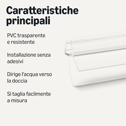Amazon Basics Guarnizione Box Doccia 87,5 cm Trasparente PVC