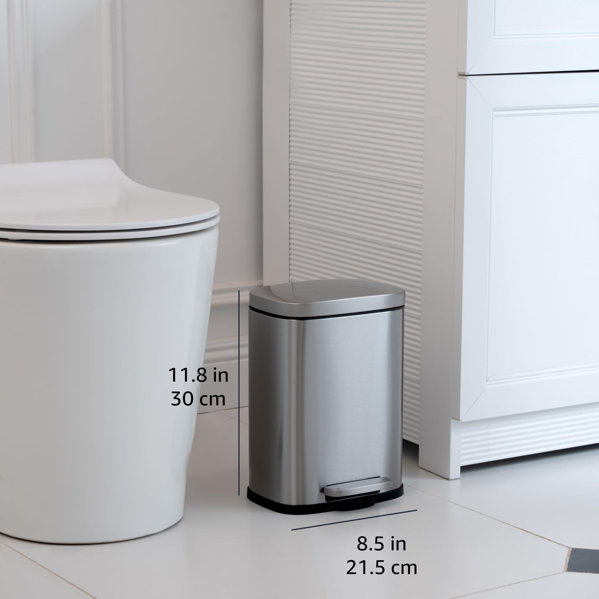 AmazonBasics pattumiera rettangolare acciaio inox 5L pedale satinato