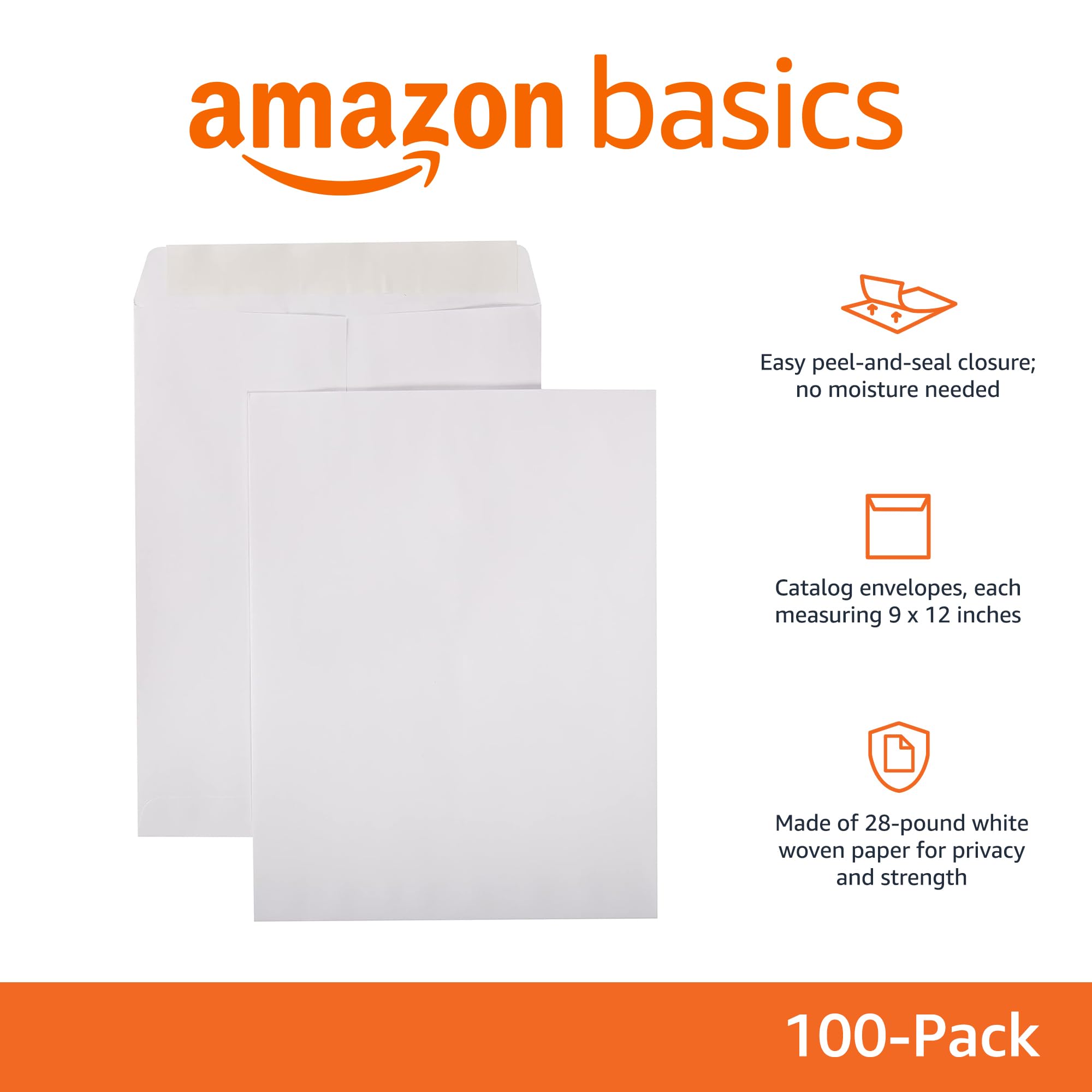 Amazon Basics Buste Catalogo Adesive 100 Pezzi Bianco
