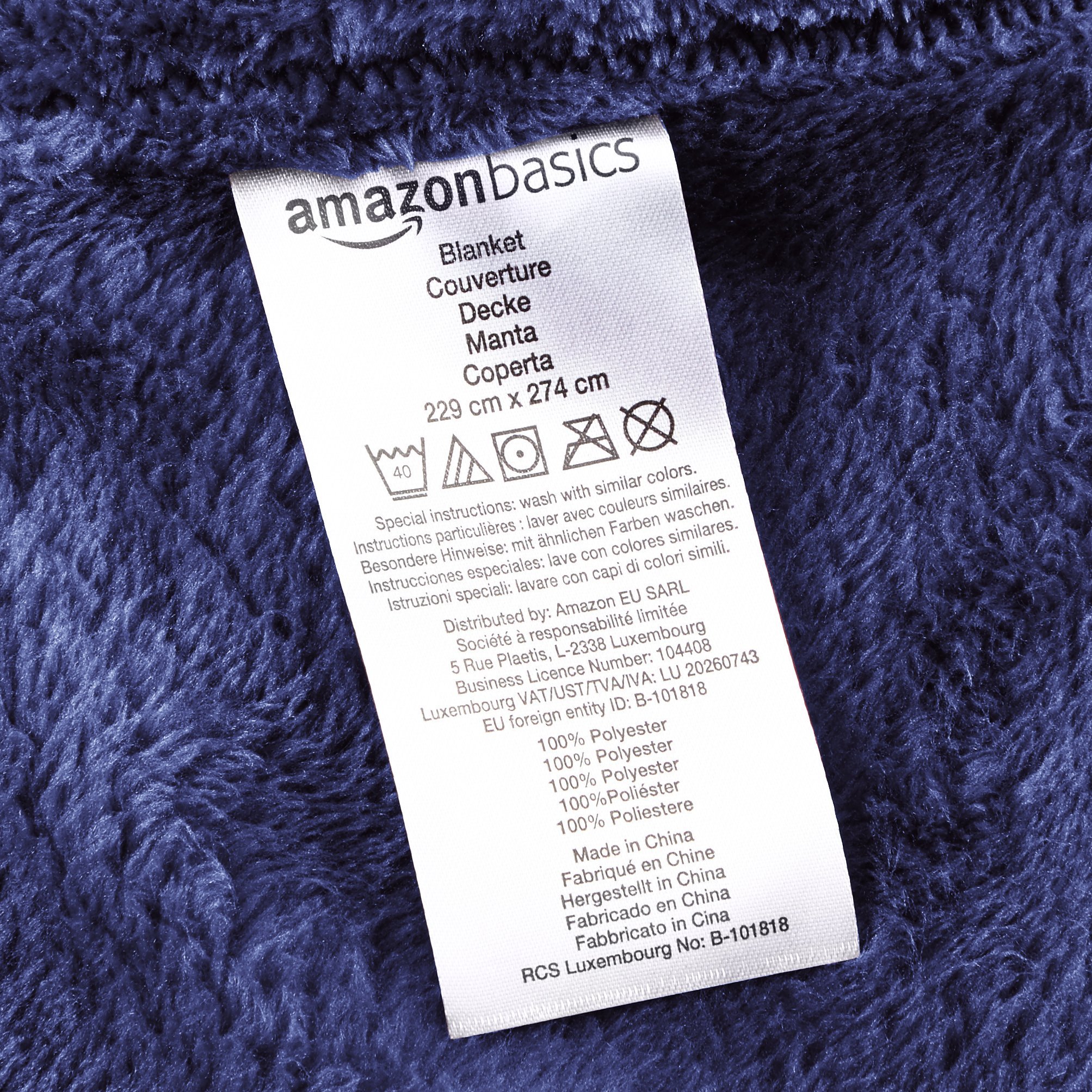 AmazonBasics copriletto velluto 168 x 229 cm blu navy