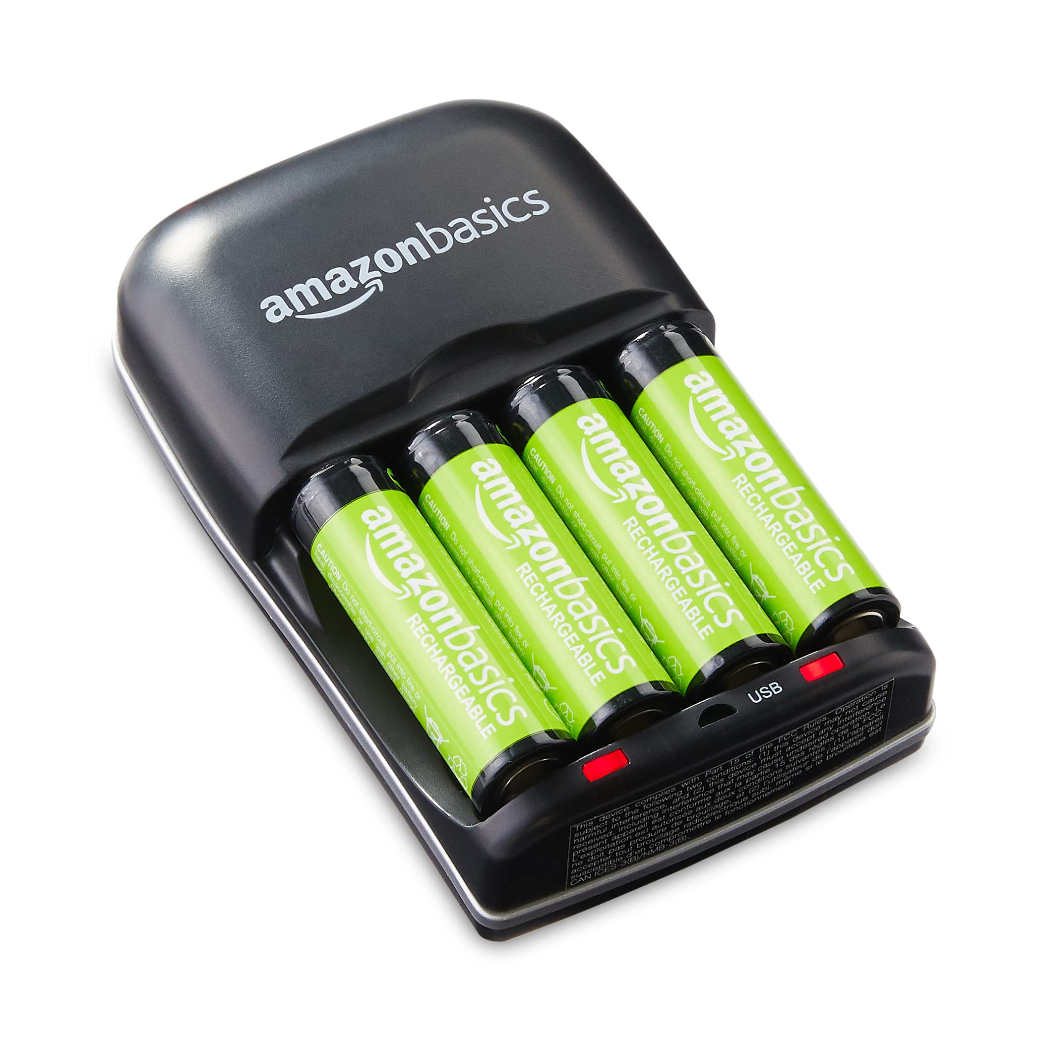 Amazon Basics Caricabatterie Ni-MH AA AAA con USB
